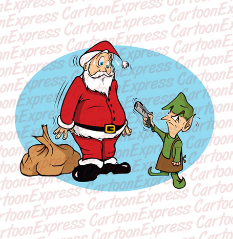 Santa Claus and an evil elf